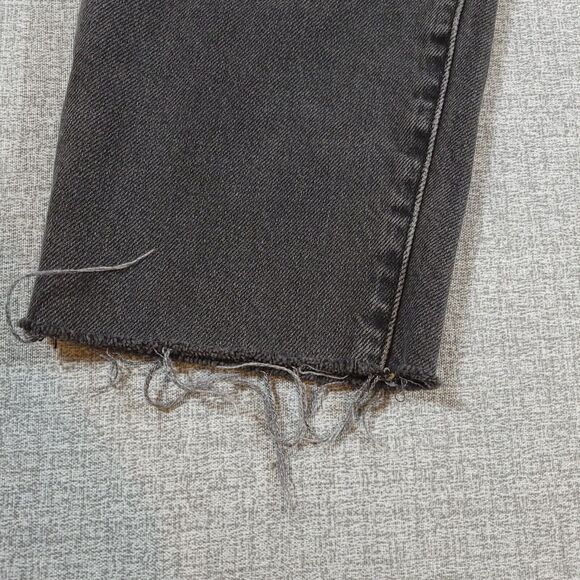 Forever 21 Premium Jeans Womens 26 Raw Hem Midrise Straight Leg Black - Picture 9 of 13